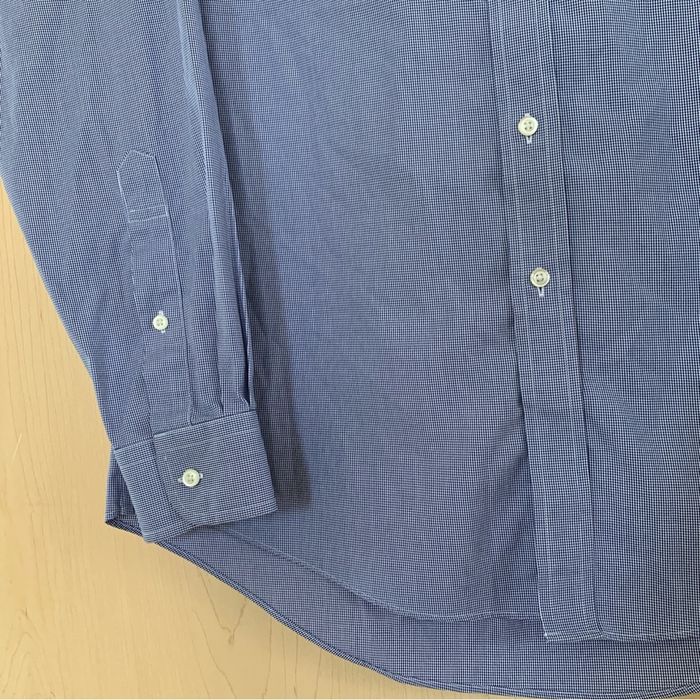 Jos.A.Bank Traveler Slim Fit Dress Shirt Mens long Sleeve Houndstooth Blue 16-34 - Picture 7 of 15